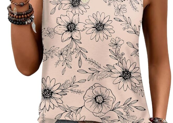 SAMPEEL Womens Tank Tops Eyelet Loose Casual Summer Tops Crew Neck Basic Sleeveless Shirts Trendy 2025